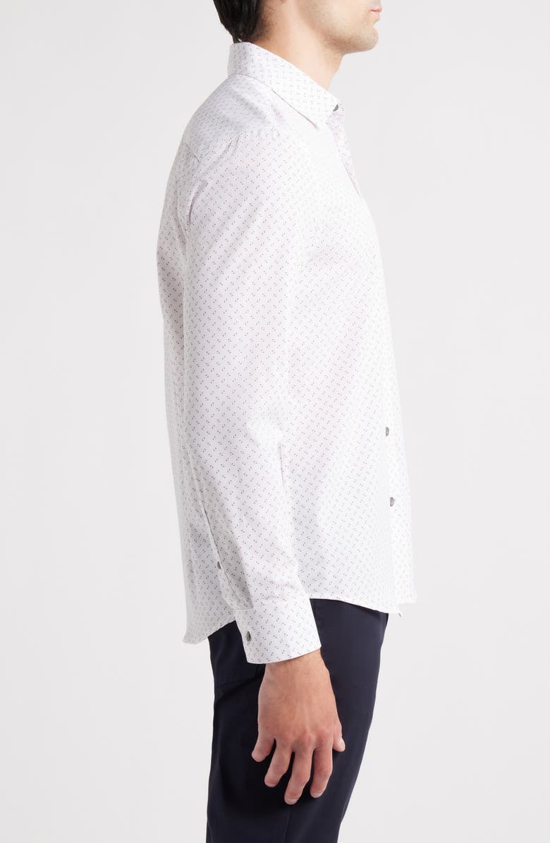 W.R.K Abstract Square Print Performance Button-Up Shirt, Alternate, color, White/ Red