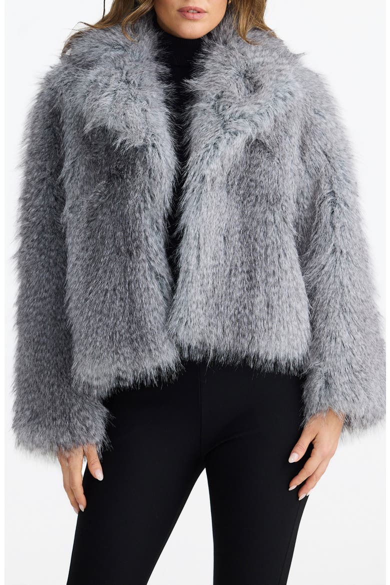 Bertoli Faux Fur Jacket, Main, color, GREY SPECKLE
