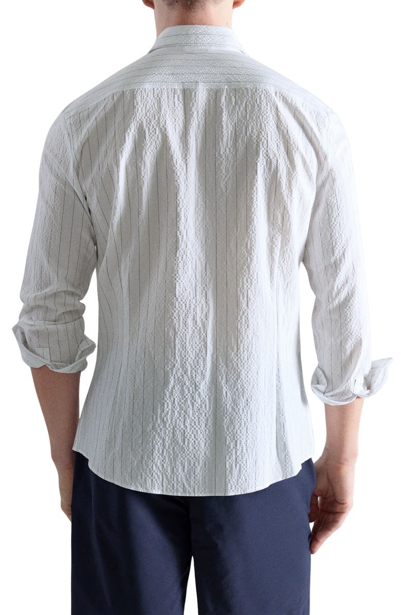 MANGO Textured Pinstripe Button-Up Shirt, Alternate, color, White
