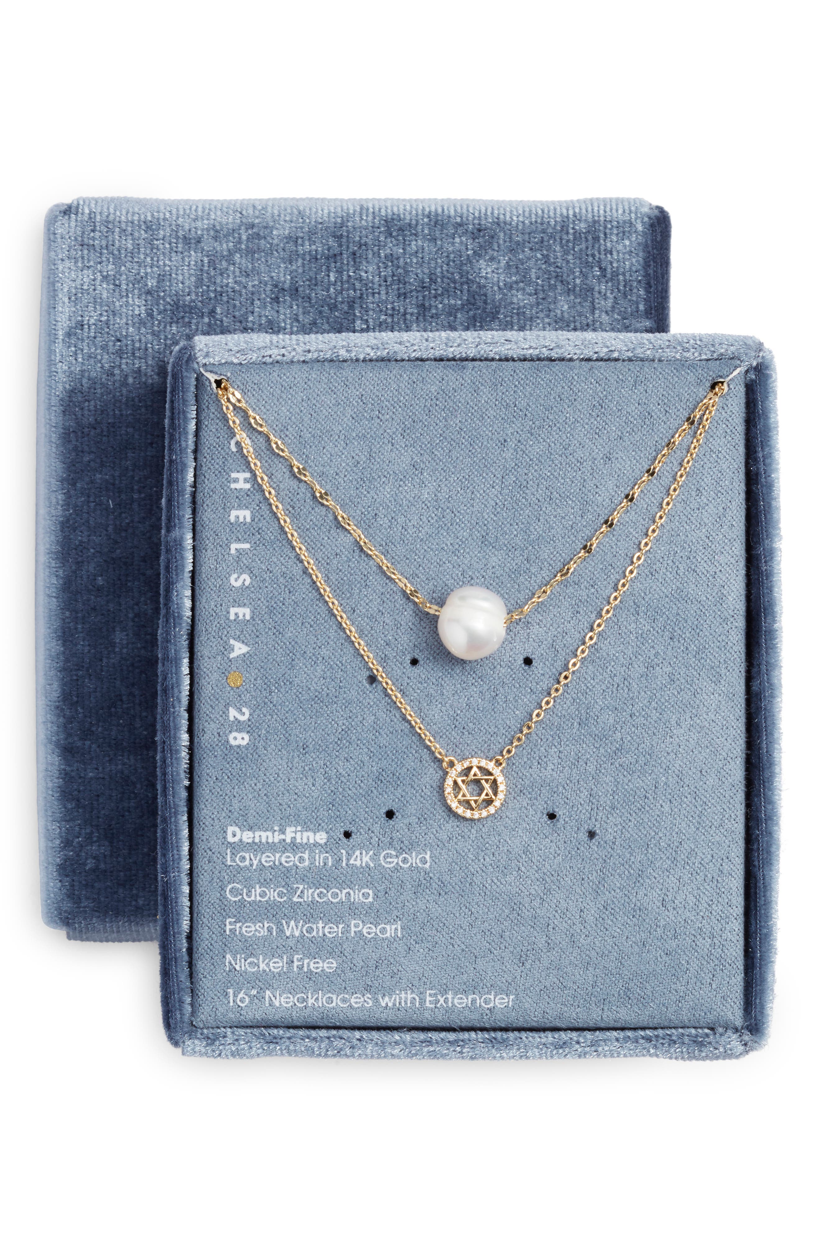 Chelsea28 Set of Two Demi Fine Star of David Necklaces