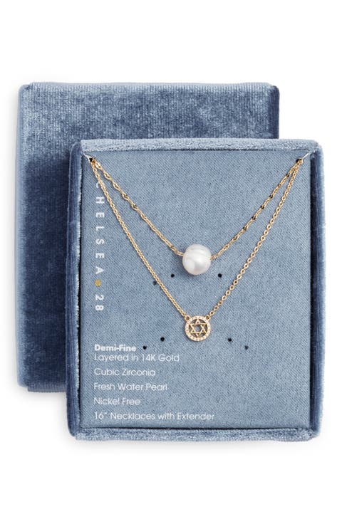 Set of Two Demi Fine Star of David Necklaces