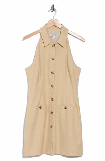 Veronica Beard Roxanne Linen Blend Button-Up Minidress