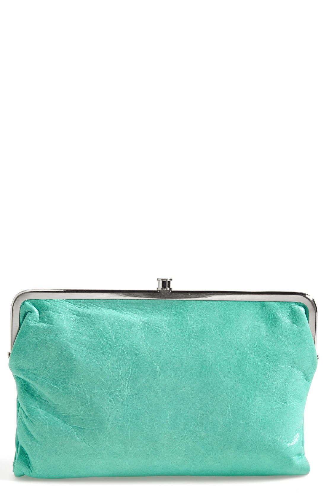 'Vintage Leanne' Leather Crossbody Bag, Main, color, AQUA