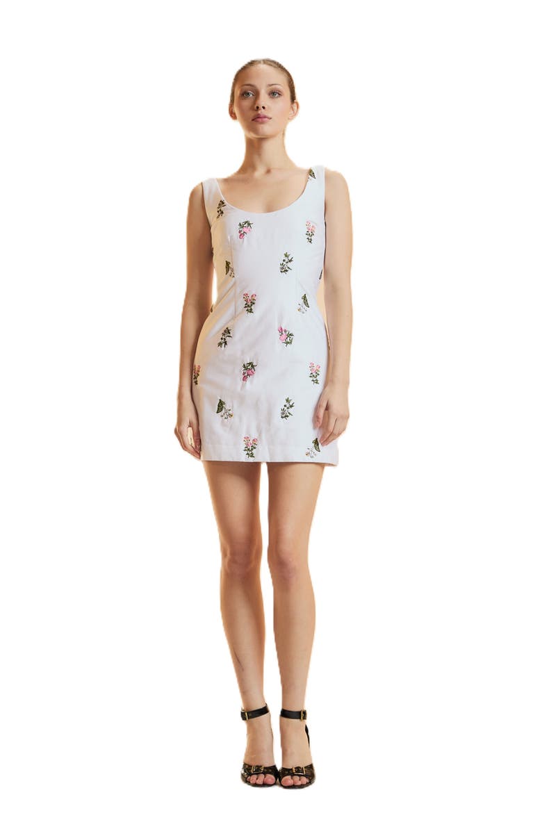 Embroidered Mini Dress, Main, color, White
