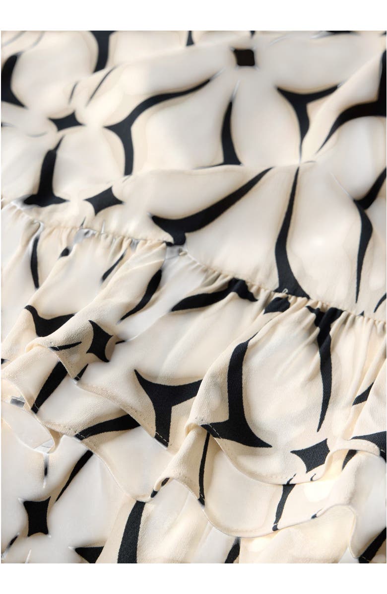 MINT VELVET Geo Print Ruffle Midi Dress, Alternate, color, Cream