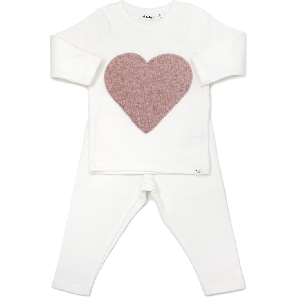 OH BABY OH BABY! RIBBED BLUSH HEART LONG SLEEVE TWO PIECE SET