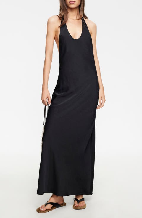 Bare Hammered Satin Maxi Dress