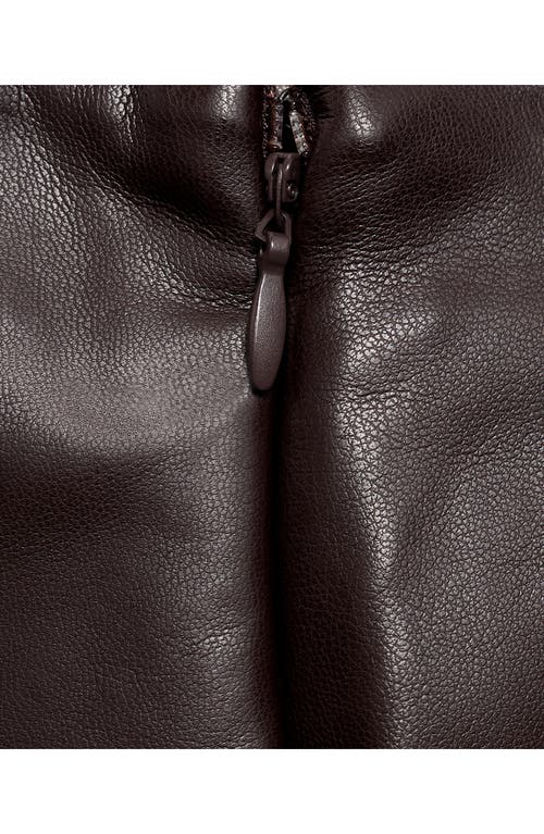 Mango Wrap Faux Leather Skort In Brown