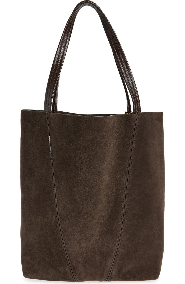 Chloé Medium Spin Suede Tote, Alternate, color, Kohl Brown
