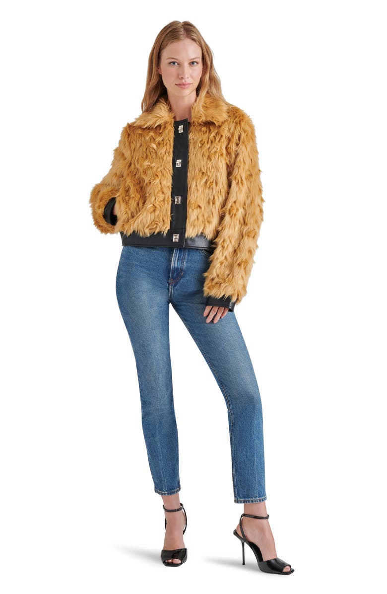 Steve Madden Nimba Faux Fur & Faux Leather Jacket, Alternate, color, 