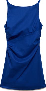 MANGO Draped Linen & Cotton Minidress