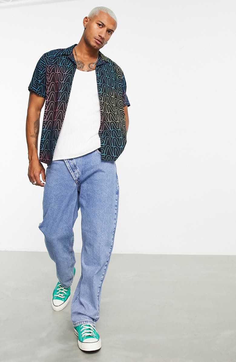 ASOS DESIGN NASA Relaxed Fit Short Sleeve Button-Up Camp Shirt, Alternate, color, 