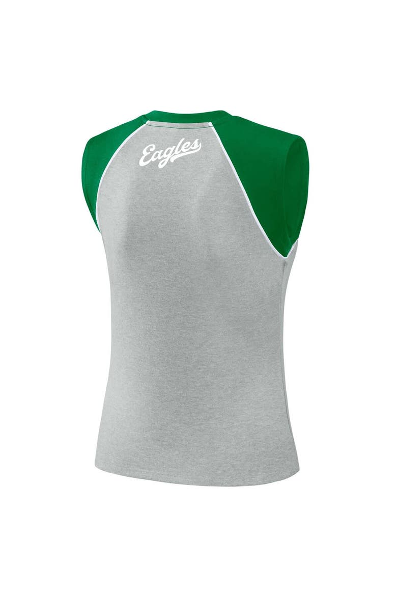 Women's WEAR by Erin Andrews  Heather Gray Philadelphia Eagles Cropped Raglan Tank Top, Alternate, color, Heather Gray
