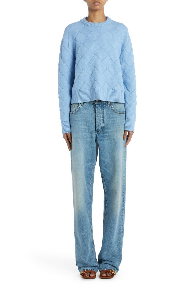 Bottega Veneta Intreccio 3D Knit Wool Blend Sweater, Alternate, color,