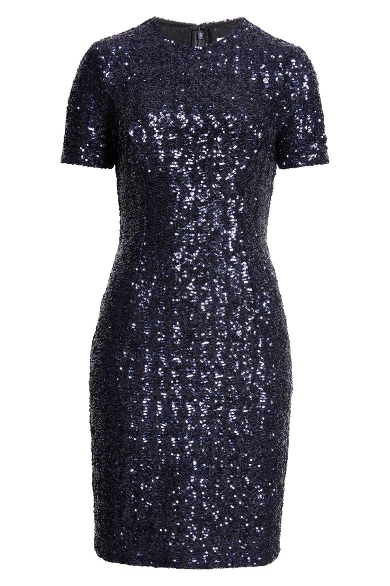 Sequin Sheath Dress, Alternate, color, MARITIME