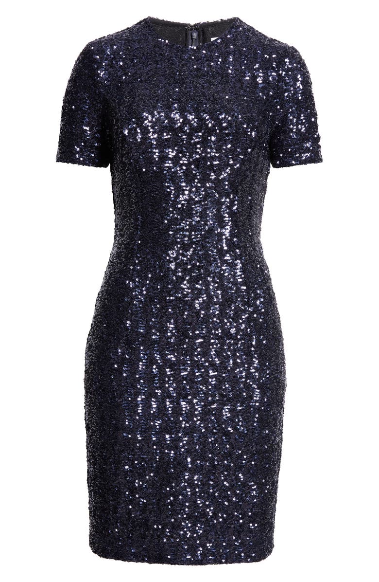 Michael Kors Collection Sequin Sheath Dress, Alternate, color, Maritime
