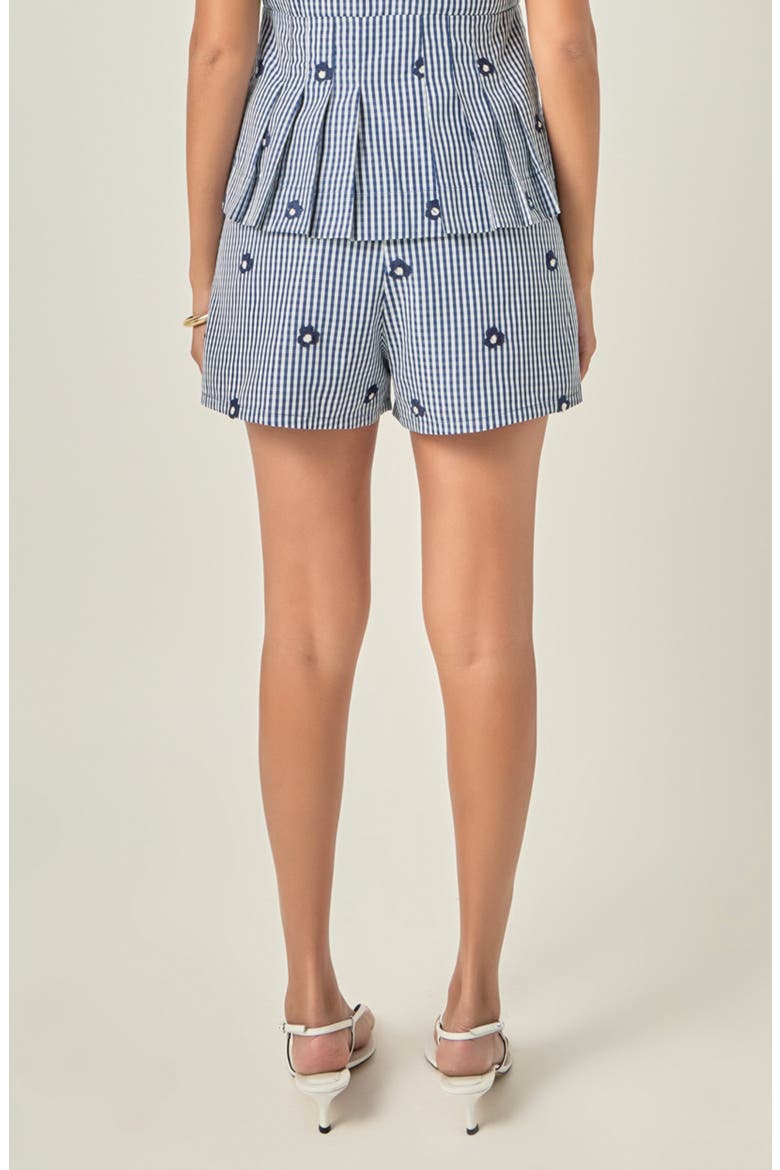 Embroidered Gingham Shorts, Alternate, color, NAVY