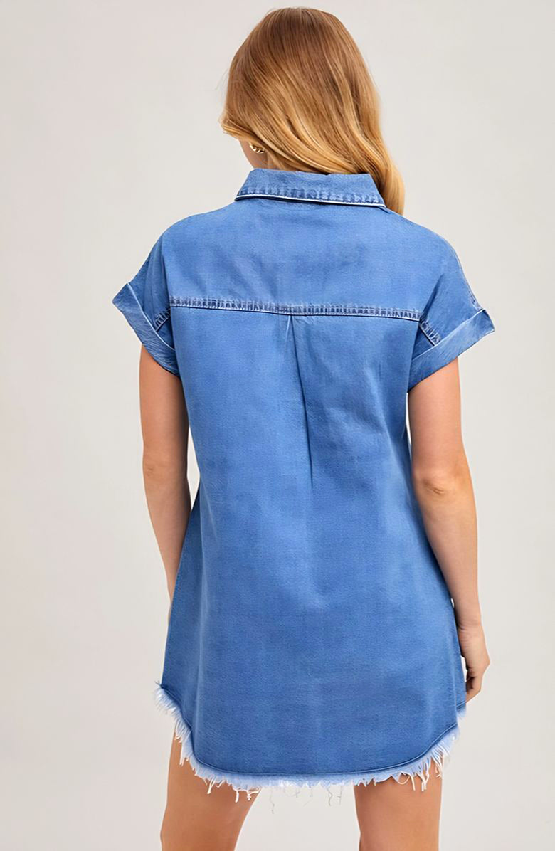 Knit and Lounge Relaxed Fit Denim Shirt Dress, Alternate, color, Denim Blue