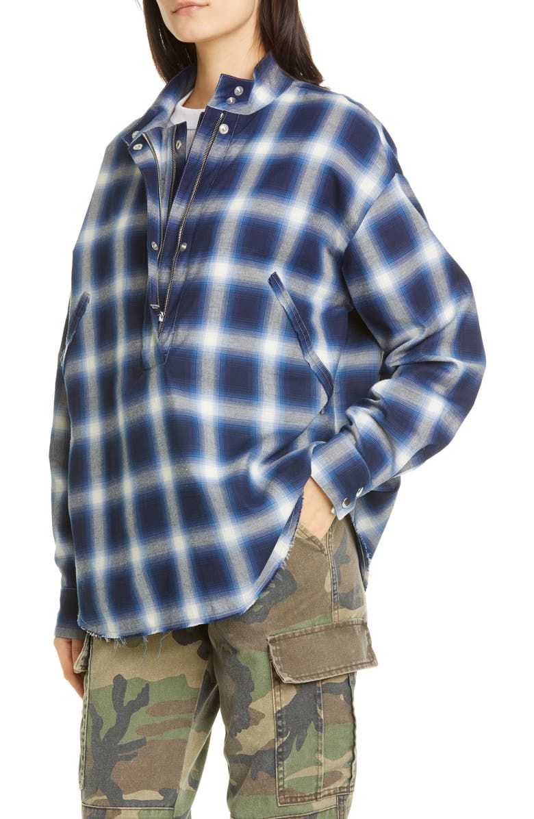 RtA Josie Half Zip Plaid Shirt, Alternate, color, 