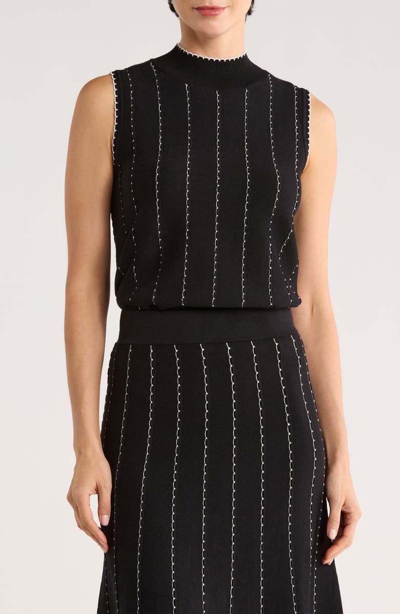 ELIE ELIE TAHARI Sleeveless Sweater, Main, color, Black/ White