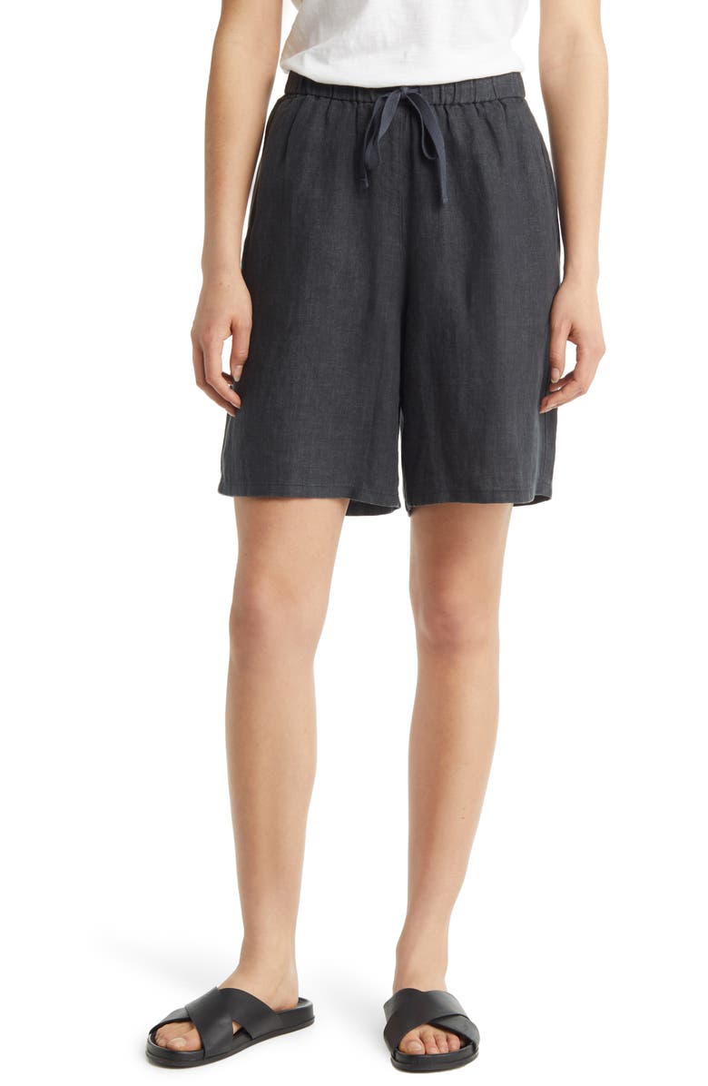 Eileen Fisher Drawstring Organic Linen Shorts, Main, color, 