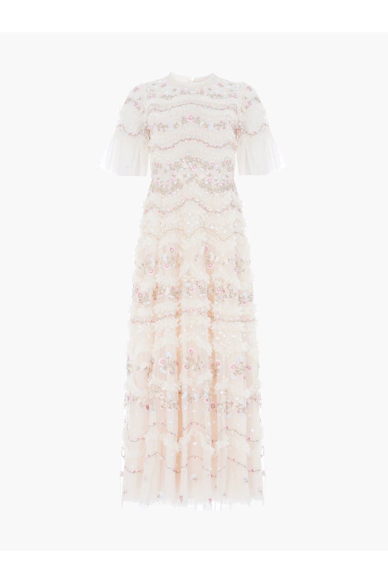 Marina Ruffle Ankle Gown, Alternate, color, Cream/Multi