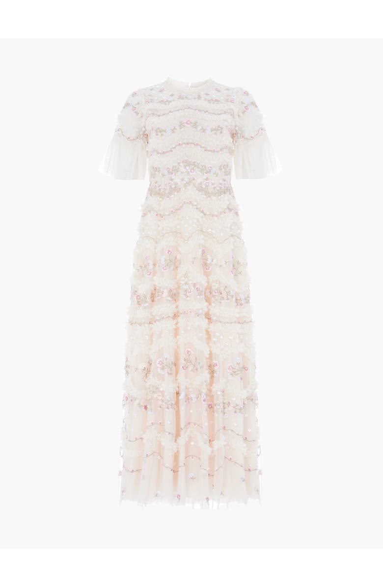 Needle & Thread Marina Ruffle Ankle Gown, Alternate, color, Cream/Multi