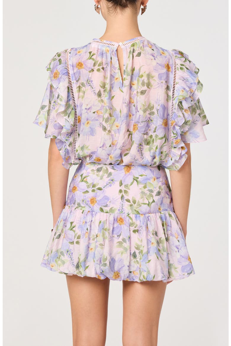 Alea Bubble Hem Miniskirt, Alternate, color, LILAC FLORAL