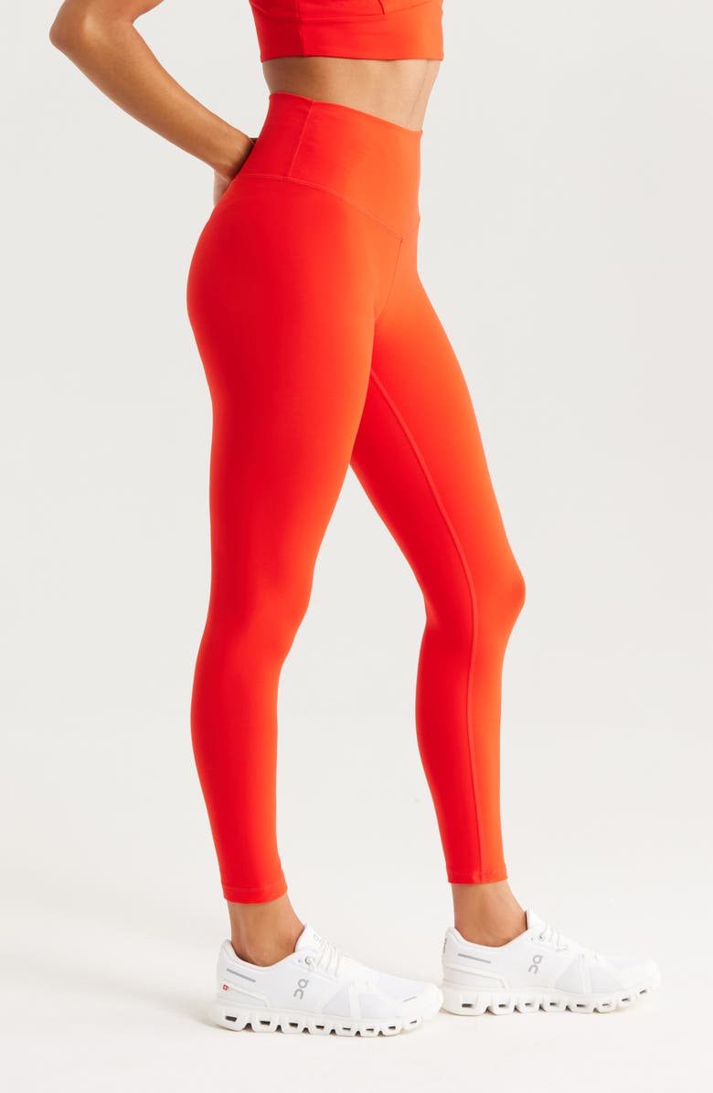 Zella Studio Luxe High Waist 7/8 Leggings, Alternate, color, Red Fiery