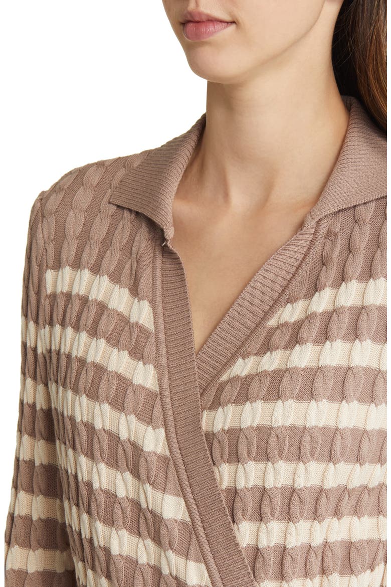 Stripe Tie Waist Cardigan, Alternate, color, MACCHIATO/BISCOTTI