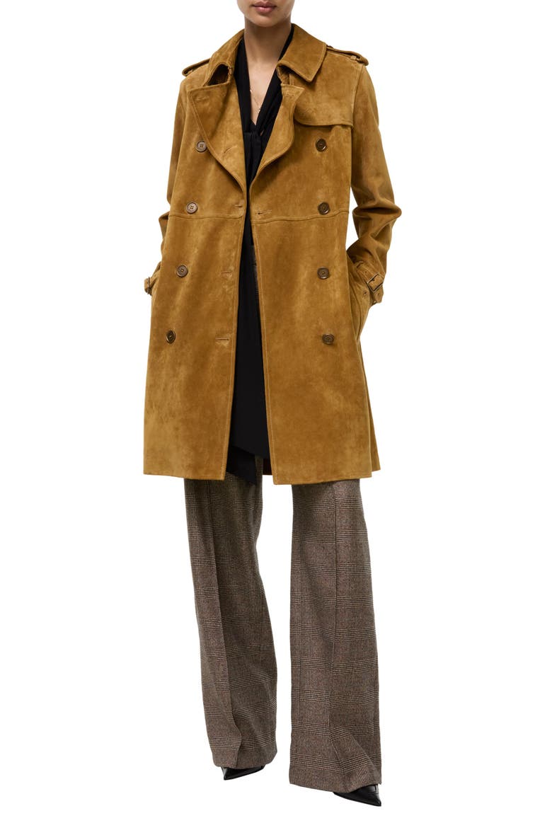 Kensington Suede Trench Coat, Main, color, TAN