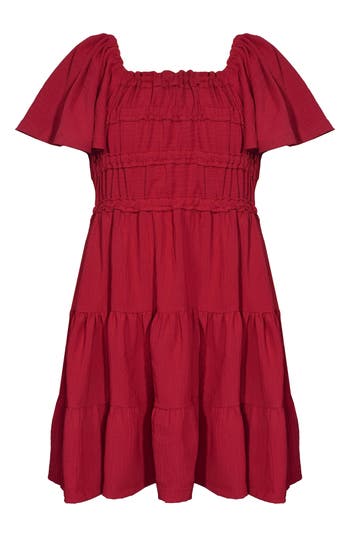 Iris & Ivy Kids' Flutter Sleeve Dress In Red