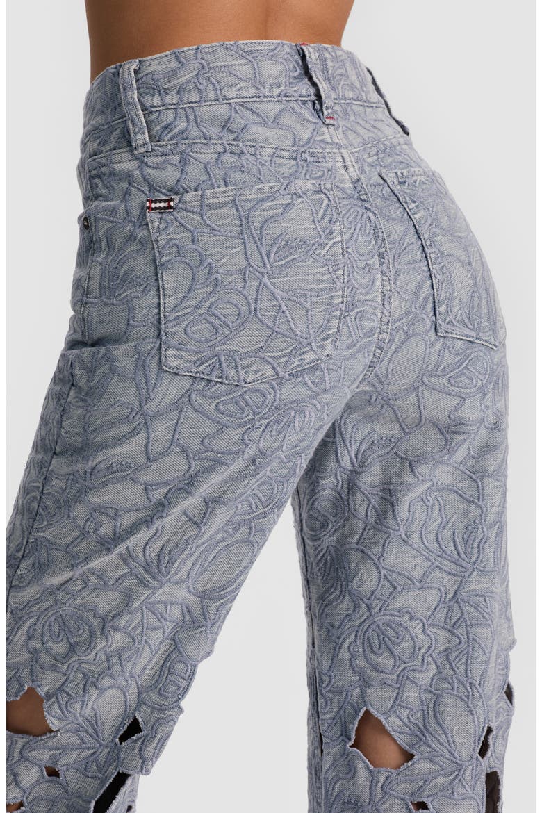 Chic High Waist Embroidered Eyelet Jeans, Alternate, color, ROCKSTAR BLUE