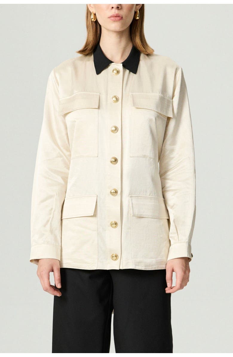Nocturne Gold Button Detailed Jacket, Main, color, Light Beige