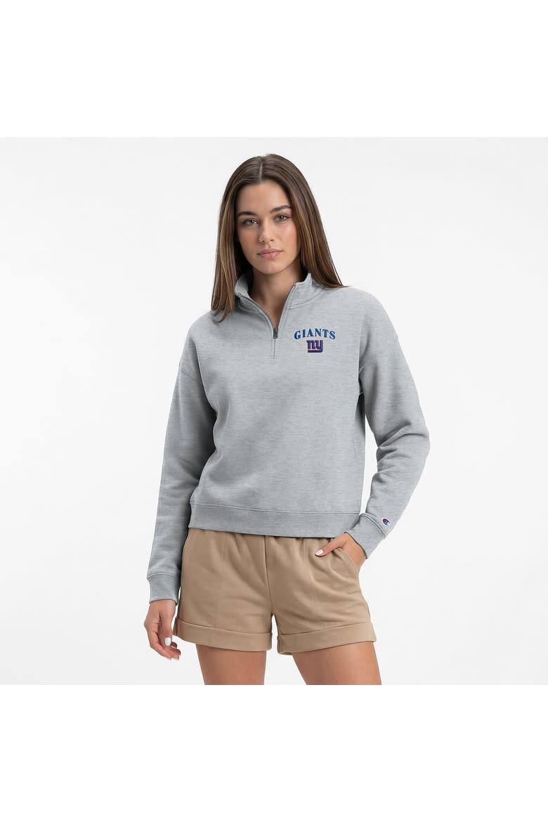 Women's Champion  Heather Gray New York Giants Powerblend Quarter-Zip Sweatshirt, Main, color, Heather Gray
