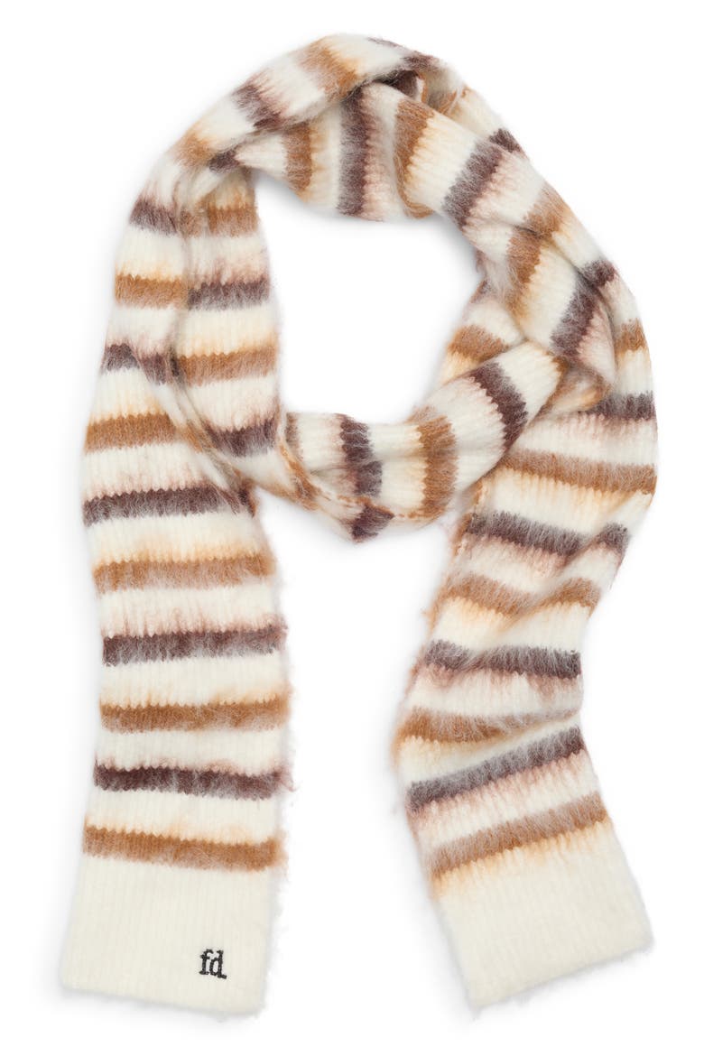 Striped Knit Scarf, Alternate, color, IVORY
