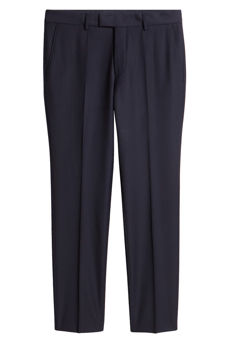 Glover Flat Front Stretch Wool Dress Pants, Main, color, NAVY