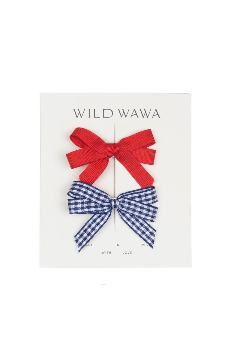 Wild Wawa Bow Clip Set, Main, color, Red/Blue