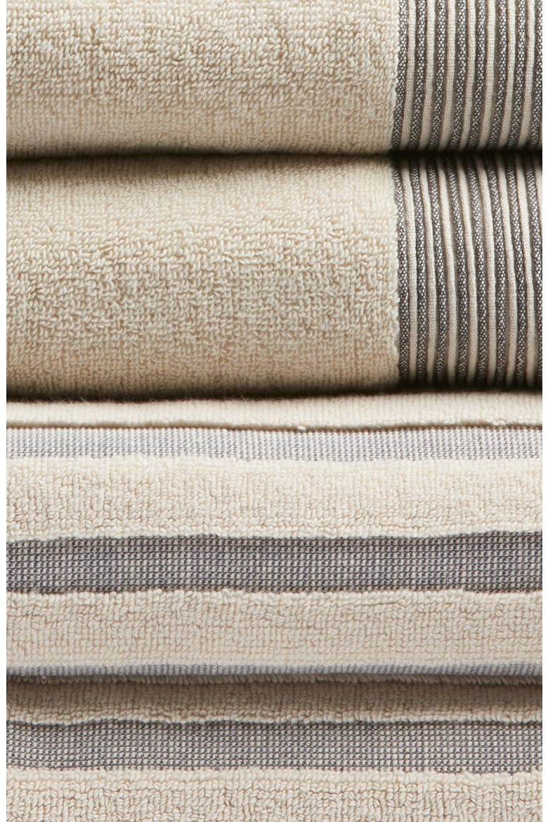 Mixed Stripe 6-Piece Cotton Towel Set, Alternate, color, BEIGE OATMEAL MULTI