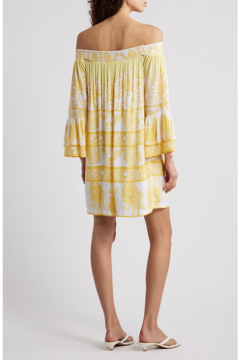Kaori Off the Shoulder Long Sleeve Shift Dress, Alternate, color, GOLDEN GLOW JUICY STORY