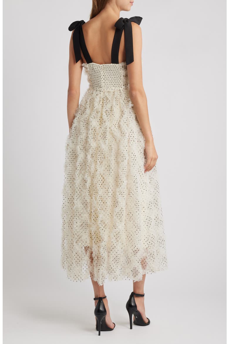 Tulle Corset Bodice Midi Dress, Alternate, color, CREAM BLACK