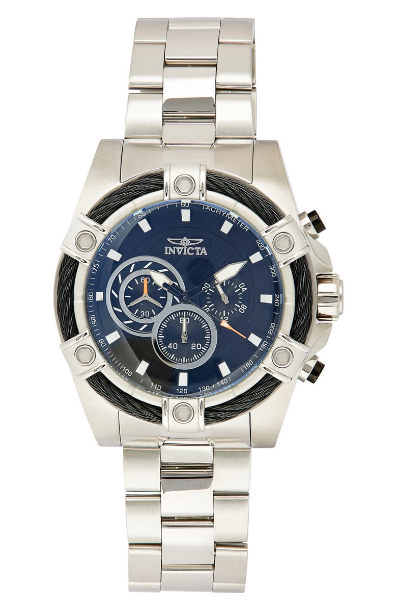 INVICTA Bolt Bracelet Strap Chronograph Watch, 52mm, Main, color,