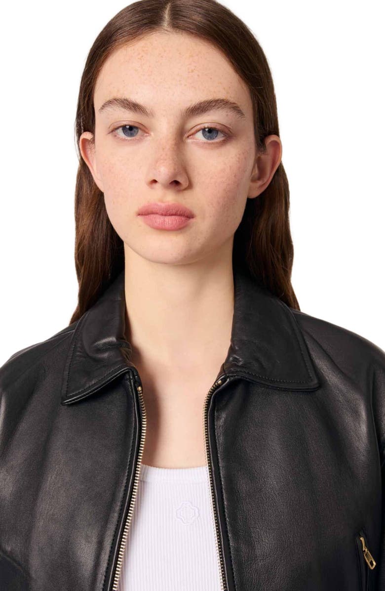 maje Leather jacket, Alternate, color, 