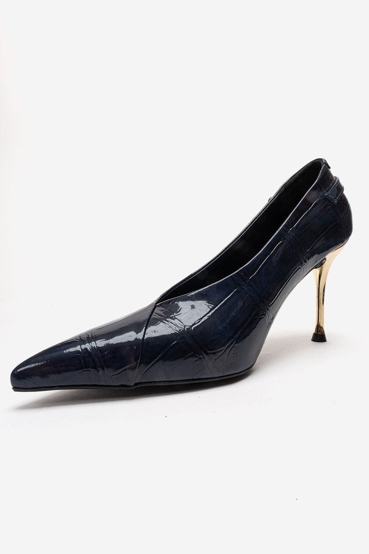 Molly Stiletto Pump, Alternate, color, Navy Patent Print