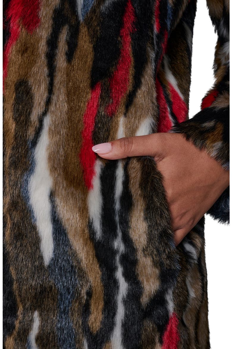 Multicolored Faux Fur Jacket, Alternate, color, BROWN MULTI