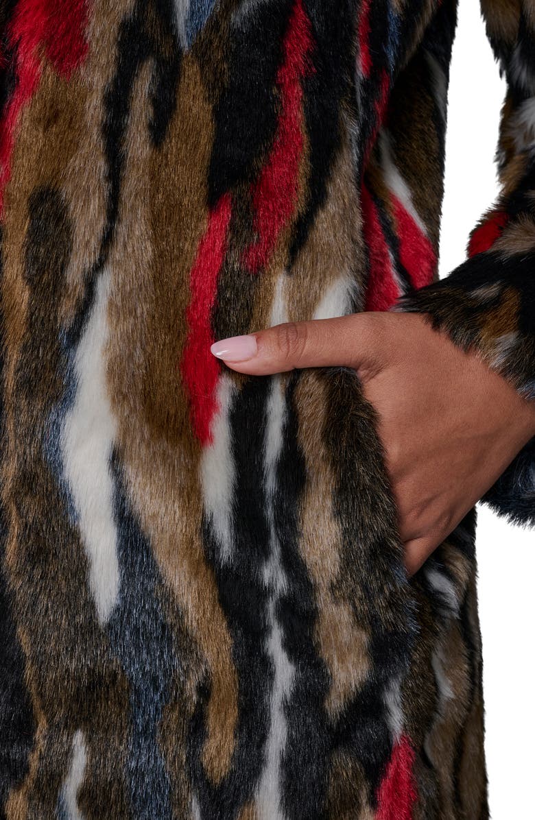 KARL LAGERFELD PARIS Multicolored Faux Fur Jacket, Alternate, color, Brown Multi