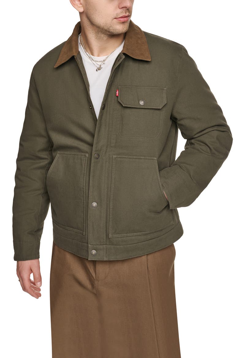 Cotton Canvas Zip Jacket, Main, color, OLIVE