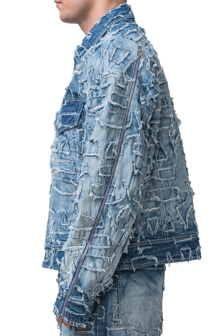Alida Burnout Denim Jacket, Alternate, color, Blue