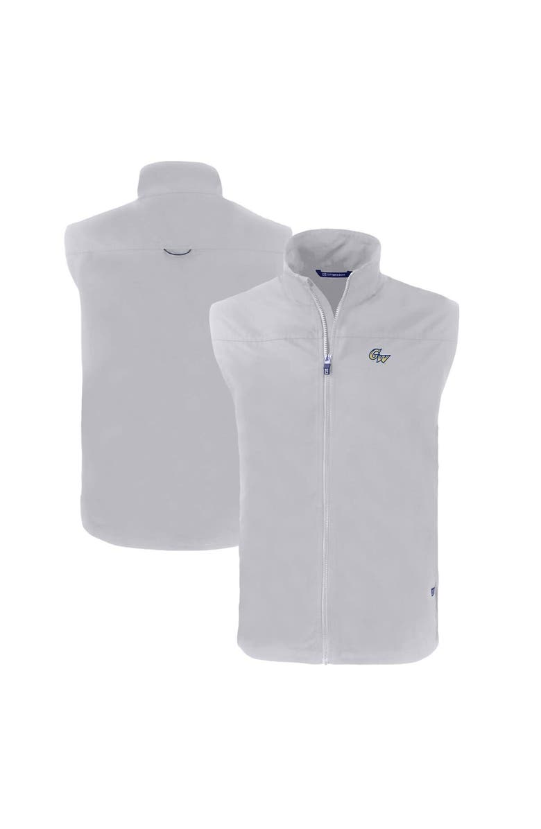 Cutter & Buck Men's Cutter & Buck Gray George Washington University Big & Tall Charter Eco Full-Zip Vest, Main, color,