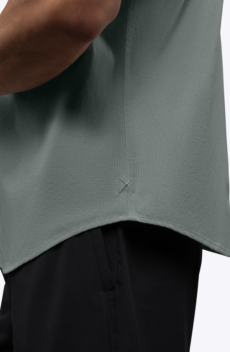 Cuts Crossover Performance Short Sleeve Button-Up Shirt, Alternate, color, Sage